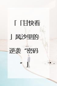 「甘快看」风沙里的逆袭“密码”