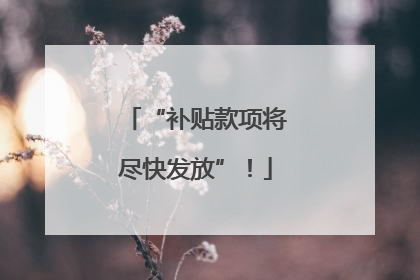 “补贴款项将尽快发放”！