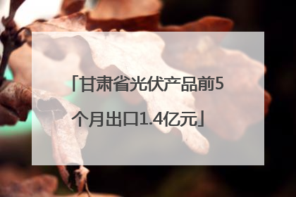 甘肃省光伏产品前5个月出口1.4亿元