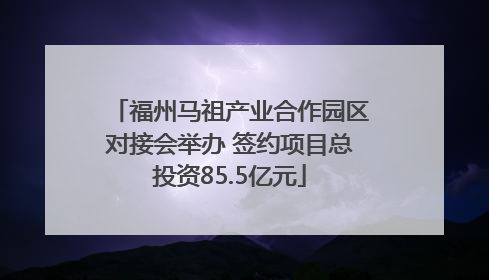 福州马祖产业合作园区对接会举办 签约项目总投资85.5亿元