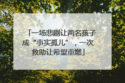 一场悲剧让两名孩子成“事实孤儿”，一次救助让希望重燃