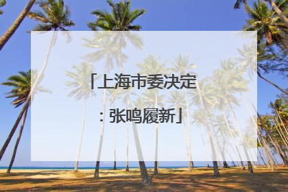 上海市委决定：张鸣履新