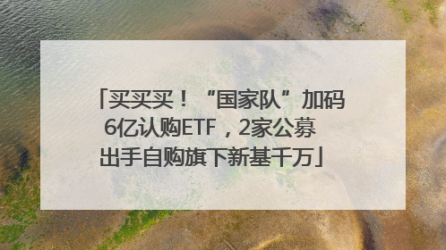 买买买！“国家队”加码6亿认购ETF，2家公募出手自购旗下新基千万