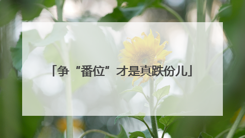 争“番位”才是真跌份儿