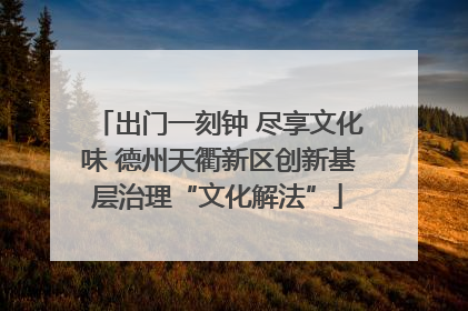 出门一刻钟 尽享文化味 德州天衢新区创新基层治理“文化解法”