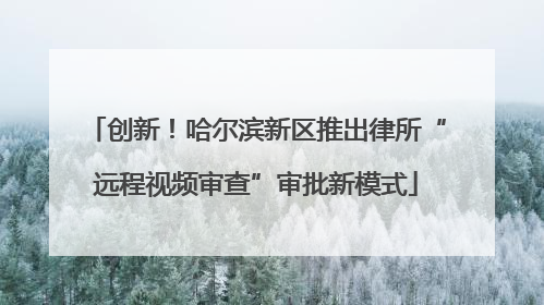 创新！哈尔滨新区推出律所“远程视频审查”审批新模式