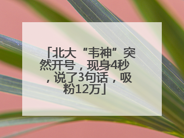北大“韦神”突然开号，现身4秒，说了3句话，吸粉12万