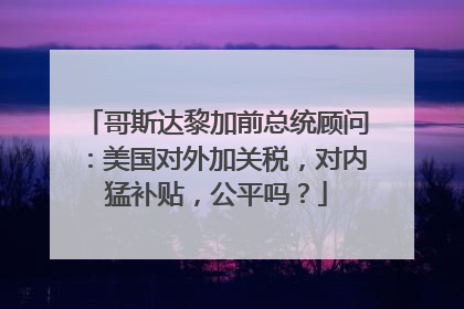 哥斯达黎加前总统顾问：美国对外加关税，对内猛补贴，公平吗？