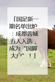 国足新一期名单出炉：成都蓉城五人入选，成为“国脚大户”！