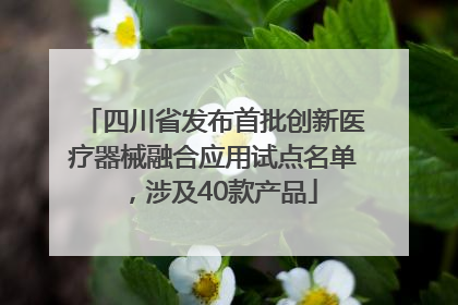 四川省发布首批创新医疗器械融合应用试点名单，涉及40款产品