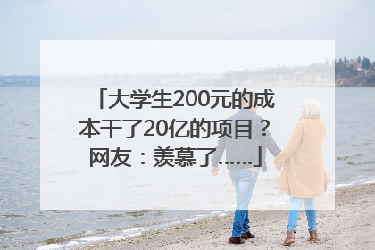 大学生200元的成本干了20亿的项目？网友：羡慕了……