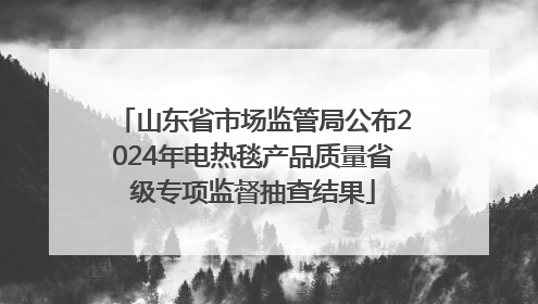 山东省市场监管局公布2024年电热毯产品质量省级专项监督抽查结果