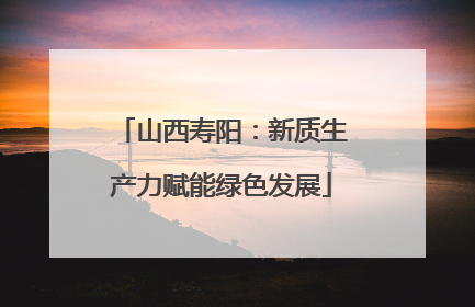 山西寿阳:新质生产力赋能绿色发展