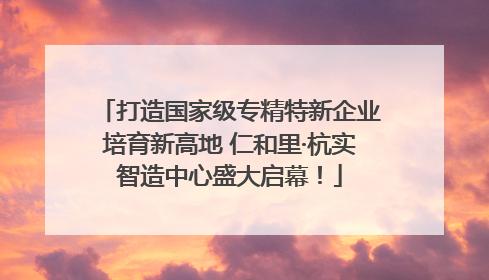 打造国家级专精特新企业培育新高地 仁和里·杭实智造中心盛大启幕！