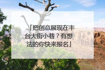 把创意展现在丰台大街小巷？有想法的你快来报名
