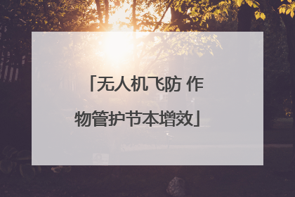 无人机飞防 作物管护节本增效