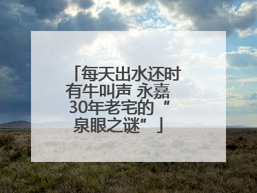 每天出水还时有牛叫声 永嘉30年老宅的“泉眼之谜”