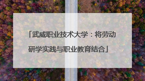 武威职业技术大学：将劳动研学实践与职业教育结合