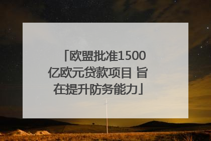 欧盟批准1500亿欧元贷款项目 旨在提升防务能力