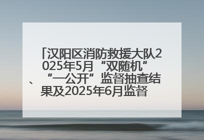 汉阳区消防救援大队2025年5月“双随机”、“一公开”监督抽查结果及2025年6月监督抽查任务公示