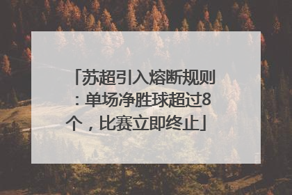 苏超引入熔断规则：单场净胜球超过8个，比赛立即终止
