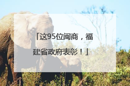 这95位闽商，福建省政府表彰！