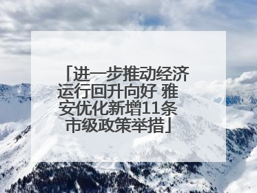 进一步推动经济运行回升向好 雅安优化新增11条市级政策举措