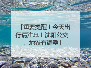 重要提醒！今天出行请注意！沈阳公交、地铁有调整