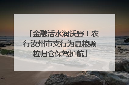 金融活水润沃野！农行汝州市支行为夏粮颗粒归仓保驾护航
